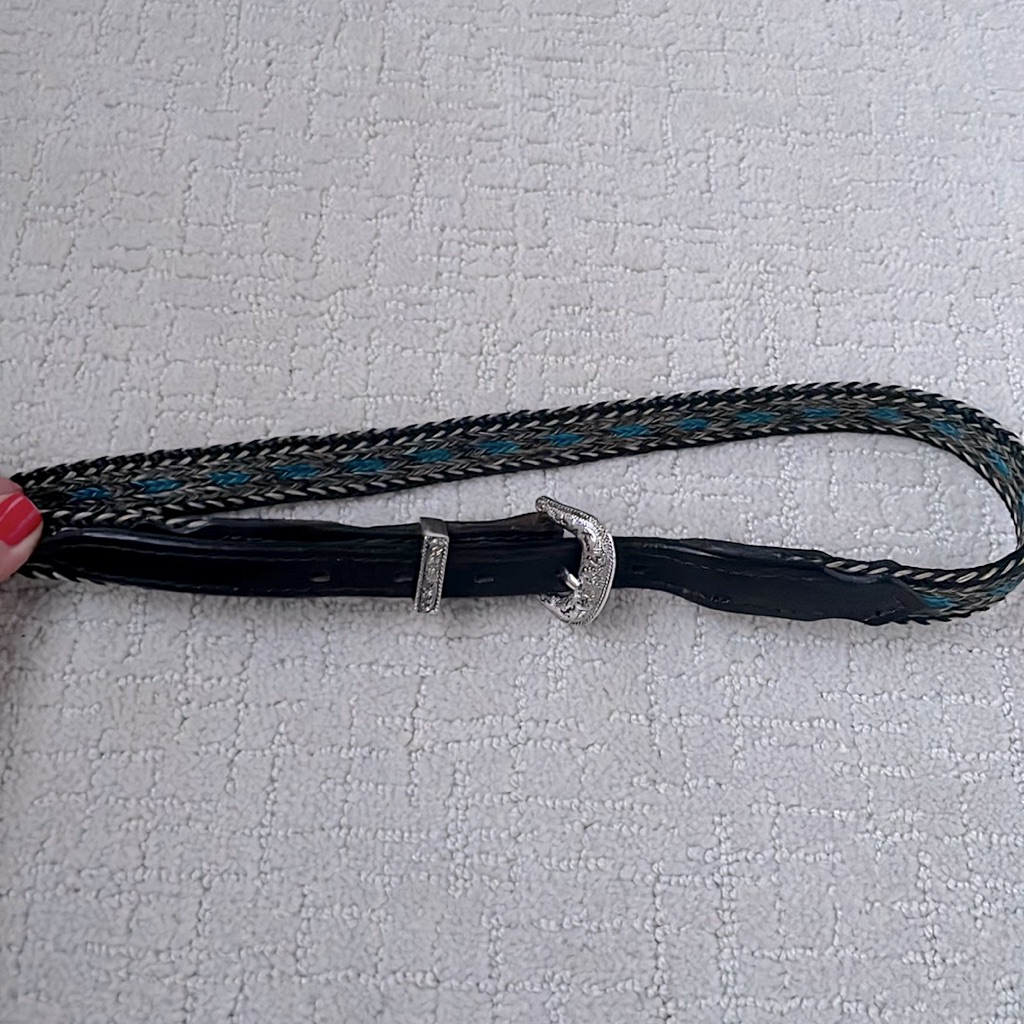 Women’s Horsehair And Leather Belt With Sterling Hardware